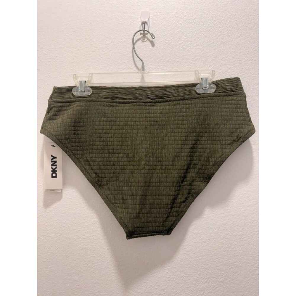 DKNY High Waist Bikini Bottoms in Moss Green, Size L NWT - Picture 3 of 5